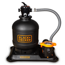 BLACK+DECKER 19" Sand Filter Tank With 6-Way Valve and Full Base and Hoses for Above Ground Swimming Pools