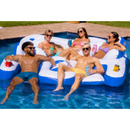 Aqua Luxe Chill 4-Person Inflatable Island Float with 4 Built-In Backrests — 8' x 8'