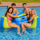 Aqua Luxe Grand 4-Person Inflatable Island Float with Built-In Cooler — 6' x 6'