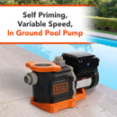 BLACK+DECKER 3 HP Variable Speed Inground Pool Pump – Energy Star Certified