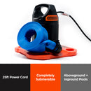 BLACK+DECKER 1500 GPH Manual Water Removal Winter Submersible Swimming Pool Cover Pump with 25 Foot Power Cord and 30 Foot Discharge Hose