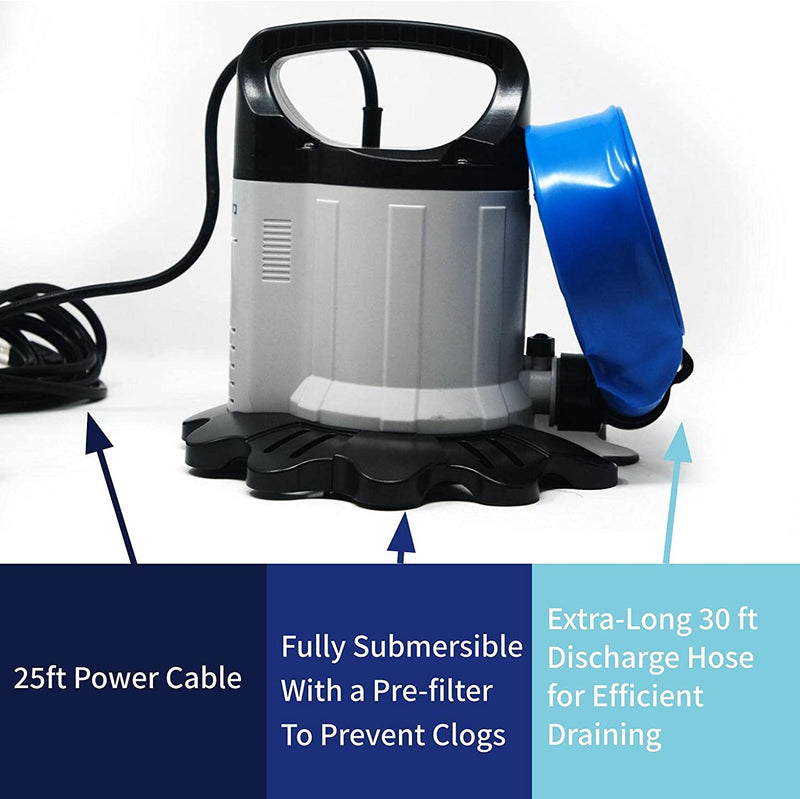 BLACK + DECKER 1500 GPH Automatic Water Removal Winter Submersible Swimming  Pool Cover Pump with 25 Foot Power Cord and 30 Foot Discharge Hose, PoolPartsToGo