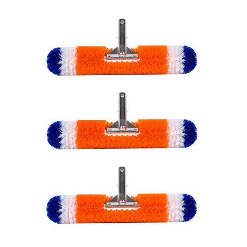 3-Pack 360-Degree Bristles Blue Torrent Pool Brush 18" Patented and Professional-Endorsed Orange