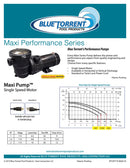 Blue Torrent Armada 1HP Speed Dual Port Flow Force Replacement Pump for Above Ground Pools With On/Off Switch